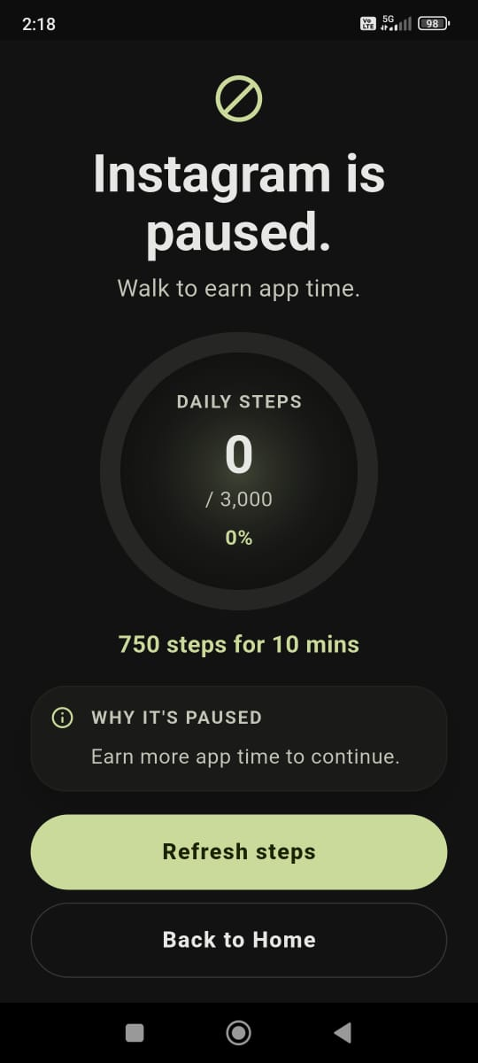 Actual MoveKey blocked-app screen for Progressive Unlock.